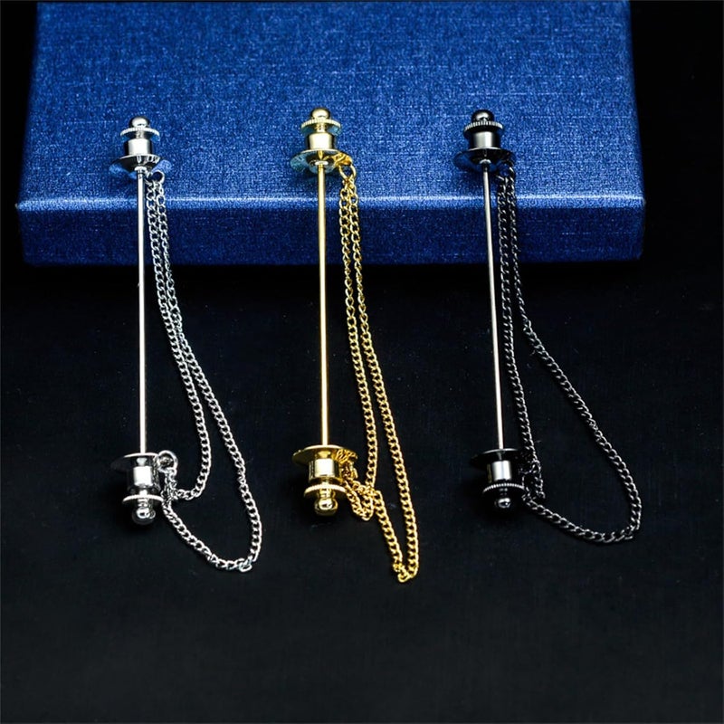 WCRAZYE Chain Lapel Pin Collar Bar Tassel Brooch Classic Ball Head Brass Shirt Collar Bar Tie Pins for Men Wedding Business - Image 5